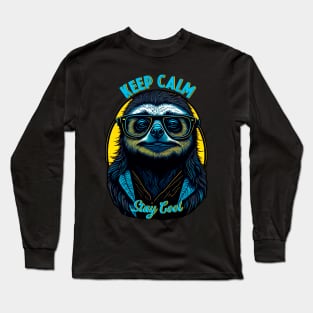 Keep calm stay cool sloth cute Long Sleeve T-Shirt